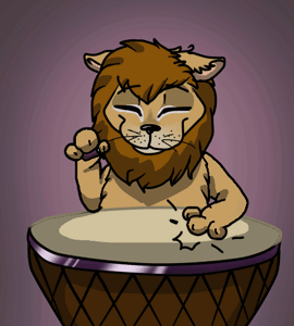 Gif animé lion tambour